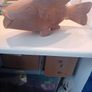 Large Koi Carp  Vintage Planter Wooden Handcarved Image 8