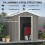 Outdoor Garden Shed Storage, Backyard Steel Utility Tool Shed, Lawn Garage Building Organizer w/Sliding Door, Gable Roof, 1.94x1.1x1.84m, 4 Vents-Gray Image 4