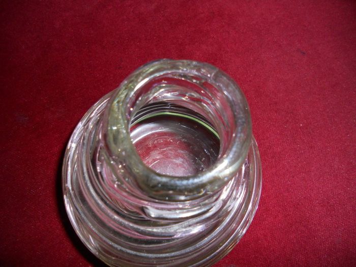 Antique 1920s Handmade Retro Blown Glass  Vase with Light Pink Webbing on Clear Glass
