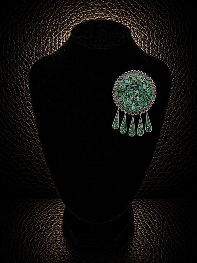 Vintage Mexican Signed 925 Sterling Silver Turquoise Inlay Brooch