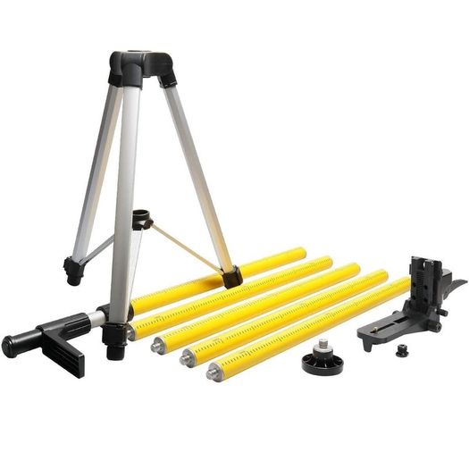 12 Ft./3.7m Laser Level Tripod Telescoping Pole with 1/4-Inch by 20-Inch Laser Mount for Rotary Included Rod & 5/8"-11 Adapter