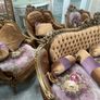 Beautiful old salon set in great condition with nice unusual colours 5 piece Image 9