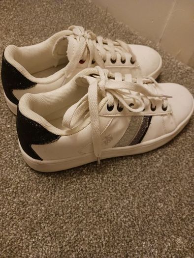 girls white trainers u.s polo