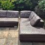 Premium Dark Brown Leather Corner Sofa & Matching Storage Ottoman Image 7