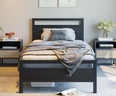 3ft Single Bed Frames Solid Bedstead Base with Wood Headboard