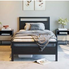 3ft Single Bed Frames Solid Bedstead Base with Wood Headboard