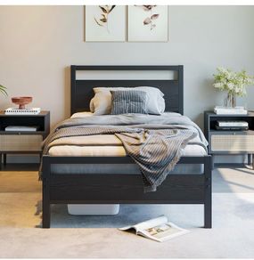 3ft Single Bed Frames Solid Bedstead Base with Wood Headboard