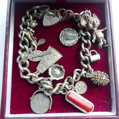 Vintage Sterling Silver JAM Charm Bracelet padlock ASJ 38,1g