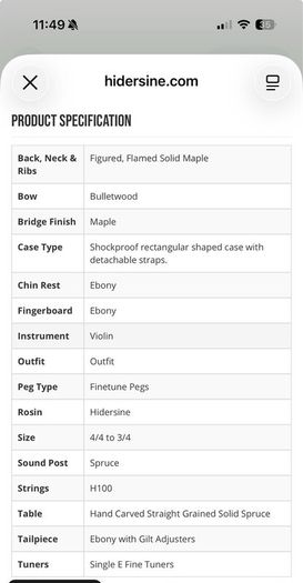 As New Violin / fiddle, 3/4 size