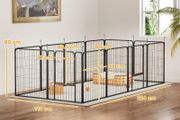 12 Panels Heavy Duty Dog Playpen with Doors, for Medium Dogs, 80cm High, Black