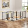 12 Panels Heavy Duty Dog Playpen with Doors, for Medium Dogs, 80cm High, Black Image 2