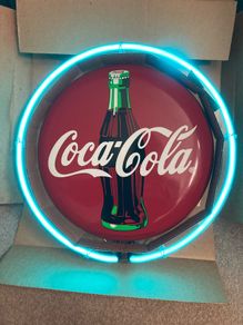 Coca Cola genuine Neon Disc Sign NOS year 2002