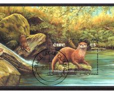 2002 Ireland Irish Mammals Otter Commemorative Stamp Miniature Sheet Fine Used with clear Dublin cancel