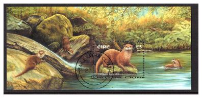 2002 Ireland Irish Mammals Otter Commemorative Stamp Miniature Sheet Fine Used with clear Dublin cancel
