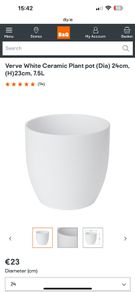 White Ceramic Plant pot (Dia) 24cm