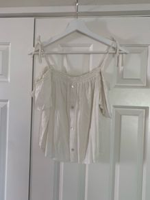 Bershka Ivory Cold Shoulder Top