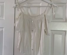 Bershka Ivory Cold Shoulder Top