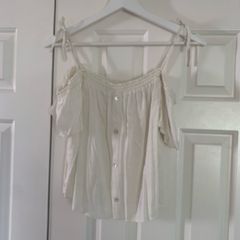 Bershka Ivory Cold Shoulder Top