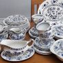 44 pcs Vintage J & G Meakin Ironstone Blue Nordic Onion Pattern Hand Engraving Made In England Image 2
