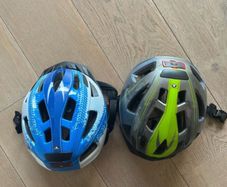 Two kids bike helmets