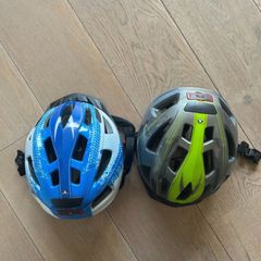 Two kids bike helmets