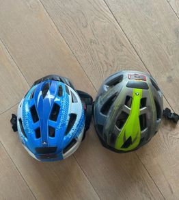 Two kids bike helmets