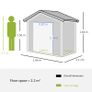 Outdoor Garden Shed Storage, Backyard Steel Utility Tool Shed, Lawn Garage Building Organizer w/Sliding Door, Gable Roof, 1.94x1.1x1.84m, 4 Vents-Gray Image 3