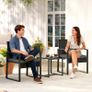 Rattan Bistro Set, 3-piece Garden Furniture Set with 2 Garden Chairs, Coffee Table, Removable Cushions Dark Gray Image 2