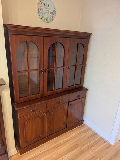 Elegant 3-Door Cherry Wood Display Cabinet & Buffet Hutch