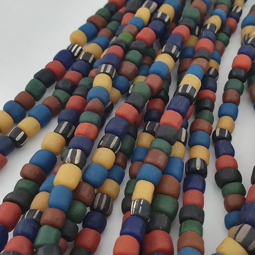 Antique African Style MultiColor Mix 7-8.5mm Glass Beads Necklace Strands