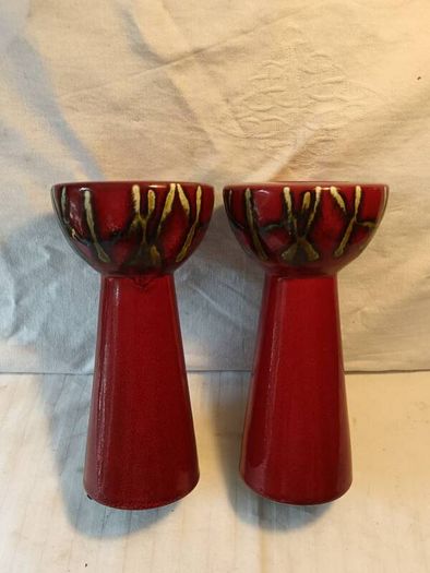 A Pair of Mid Seventies West German Ceramic Candlesticks