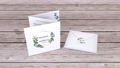 Geometric-Leaf Wedding Invites