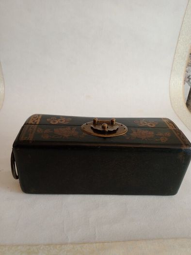Vintage Chinese Leather Pillow Box