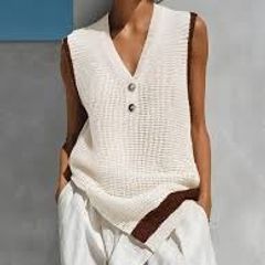 BNNW Cream Irregular Knit Vest - XL (More of a 14-16UK)