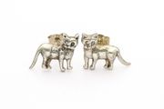 925 Vintage Sterling Silver Cats Stud Earrings