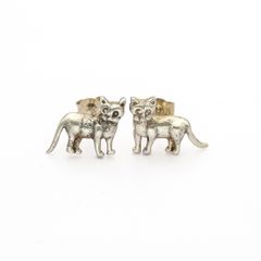 925 Vintage Sterling Silver Cats Stud Earrings