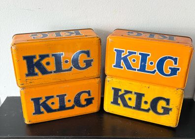 Vintage KLG Spark Plug Tins
