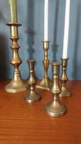 Fabulous Collection of Five Assorted Vintage/Antique Brass Candlesticks - Priced as a Collection, But Can be Sold Separately