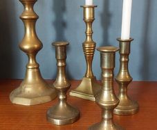 Fabulous Collection of Five Assorted Vintage/Antique Brass Candlesticks - Priced as a Collection, But Can be Sold Separately