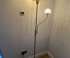 Lindby Aliette Floor Lamp with Reading Light - Gold & Amber Glass