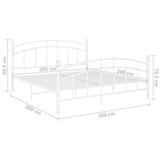 Bed Frame White Metal 200x200 cm