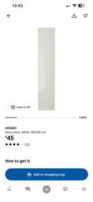 2 Ikea HOGBO Glass door, white, 40x192 cm (Donation)
