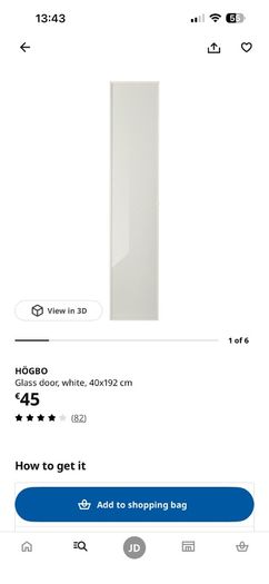 2 Ikea HOGBO Glass door, white, 40x192 cm (Donation)