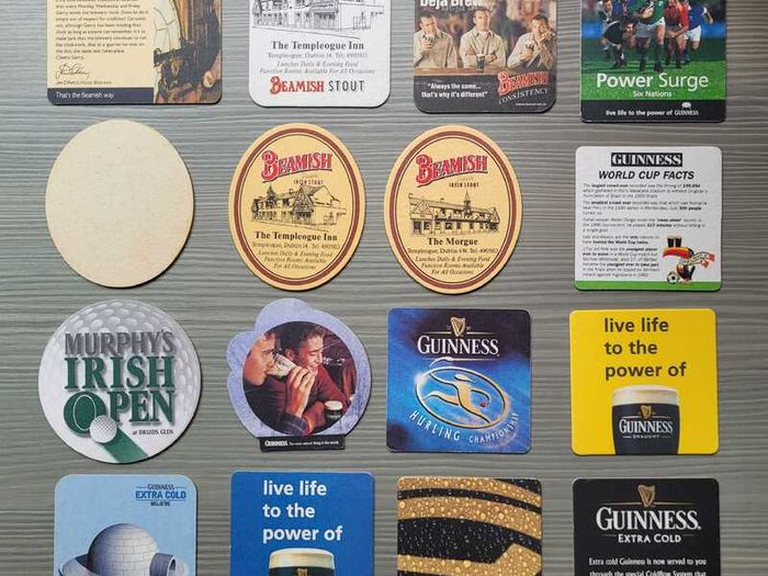 16 Vintage Irish Stout Beer Mats/Coasters 1990s & 2000s