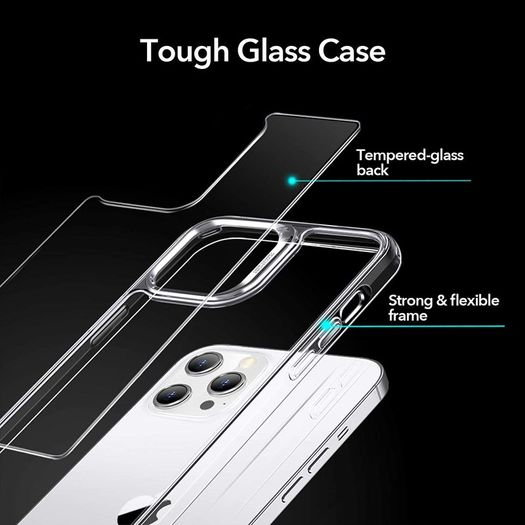 lass Case Compatible with iPhone 12 Pro Max Scratch-Resistant Tempered Glass Shock-Absorbing Flexible Frame Clear