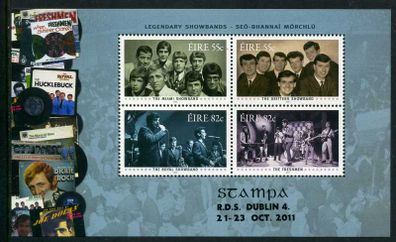2011 Ireland Stampa Members Souvenir overprinting Showbands Commemorative Stamps Miniature Sheet Mint Never Hinged (MNH)