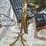 Antique Brass Tabletop Dinner Gong with Stand & Mallet Beautiful Etched Patina Postage Available or Collection, Image 6