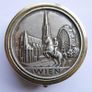 Vintage Wien Vienna Pill Box Pewter Top Trinket Box Travelers Souvenir Image 3