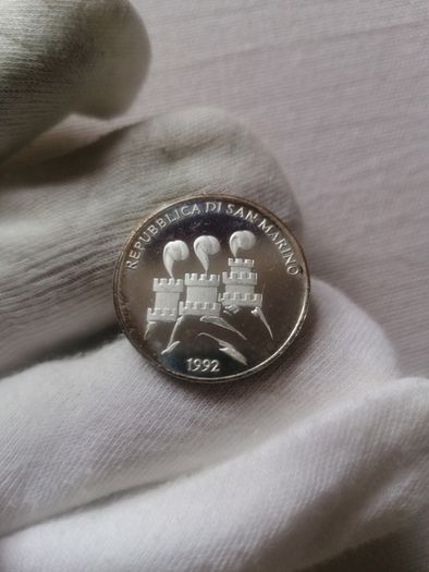 1992 San Marino Silver Proof 500 Lire Coin