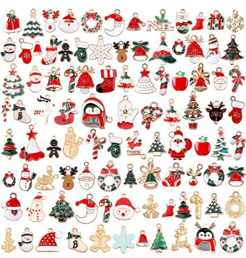 110Pcs Christmas Gold Enamel Charms DIY Jewelry Making Charms Pendants for Bracelet Necklace Earring Craft Supplies (FREE POSTAGE)